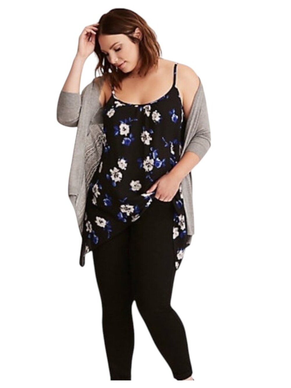 TORRID Blue Floral Georgette Cross-back Cami Tank Top, Size 2X - NWT